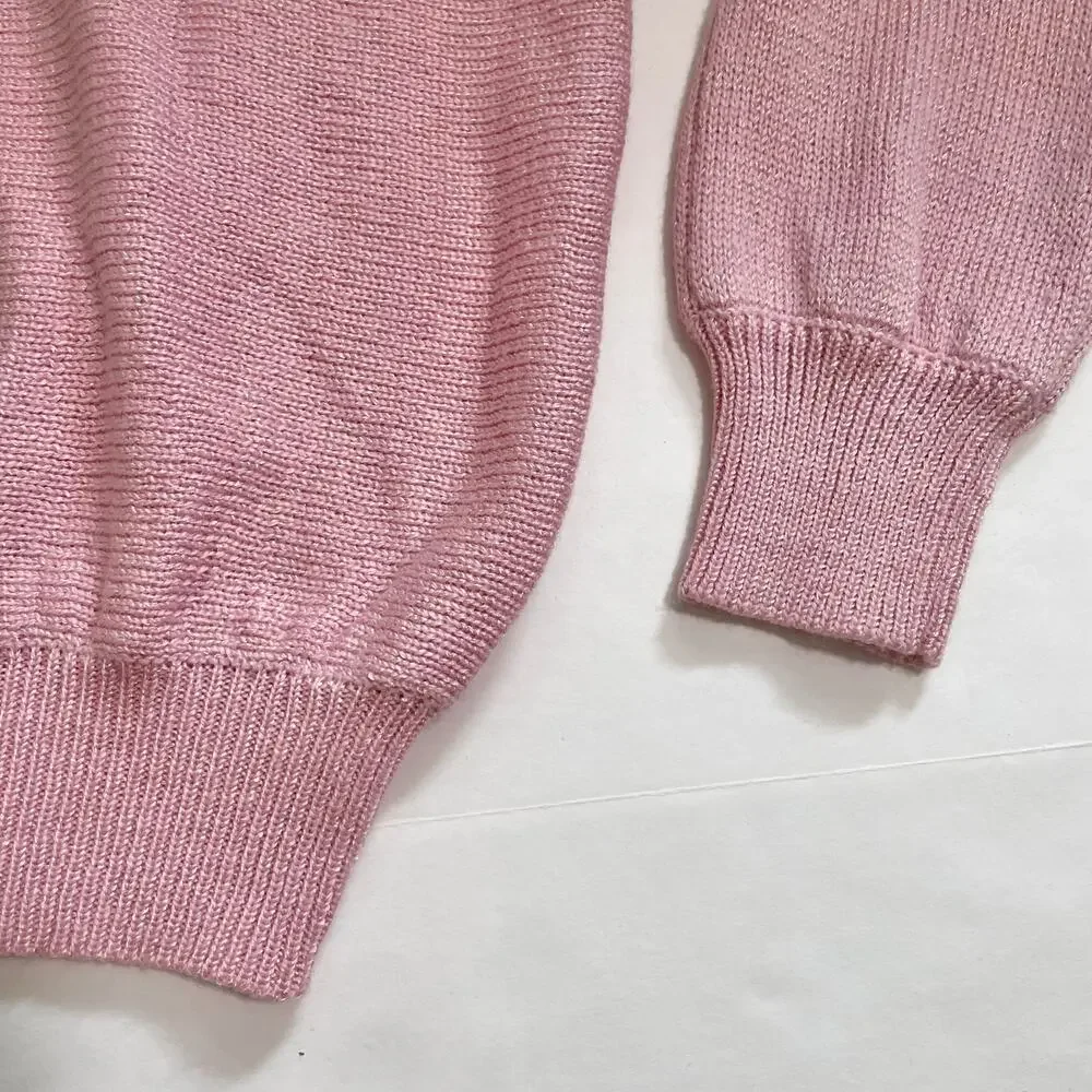 VTG Jaclyn Smith Womens Knit Sweater M Pastel Pink Beaded Coquette Floral Dainty - Picture 10 of 16